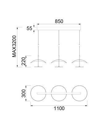 ABISAL * COLGANTE LED 3L LINEA 32W 3000K